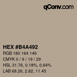 Color code: HEX #B4A492 | qconv.com