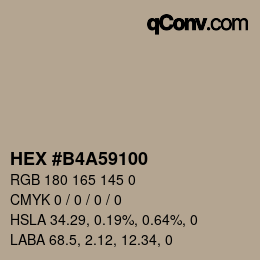 Color code: HEX #B4A59100 | qconv.com