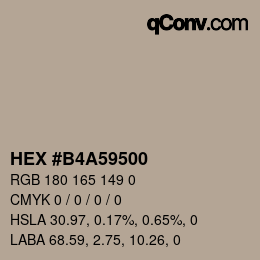 Color code: HEX #B4A59500 | qconv.com