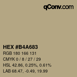 Farbcode: HEX #B4A683 | qconv.com