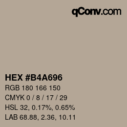 カラーコード: HEX #B4A696 | qconv.com