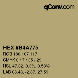颜色代码: HEX #B4A775 | qconv.com