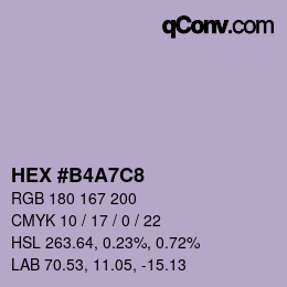 Color code: HEX #B4A7C8 | qconv.com