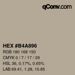 Color code: HEX #B4A896 | qconv.com