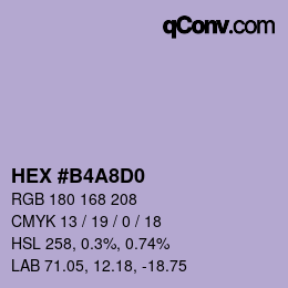Color code: HEX #B4A8D0 | qconv.com