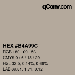 カラーコード: HEX #b4a99c | qconv.com