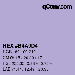カラーコード: HEX #B4A9D4 | qconv.com
