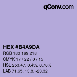 Código de color: HEX #B4A9DA | qconv.com