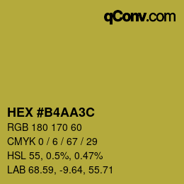 Color code: HEX #B4AA3C | qconv.com