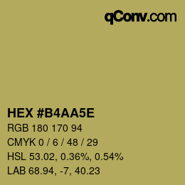 Color code: HEX #B4AA5E | qconv.com