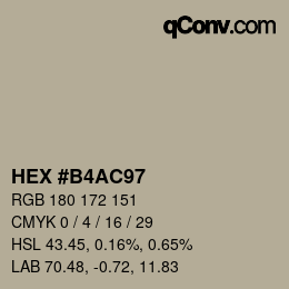颜色代码: HEX #B4AC97 | qconv.com