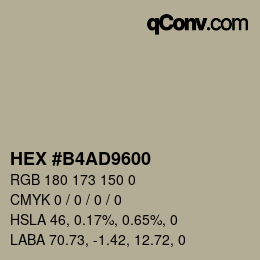 Farbcode: HEX #B4AD9600 | qconv.com