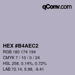 颜色代码: HEX #B4AEC2 | qconv.com