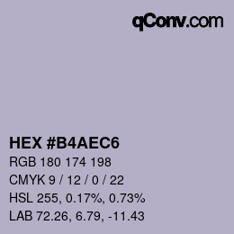 颜色代码: HEX #B4AEC6 | qconv.com