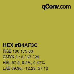 Color code: HEX #B4AF3C | qconv.com