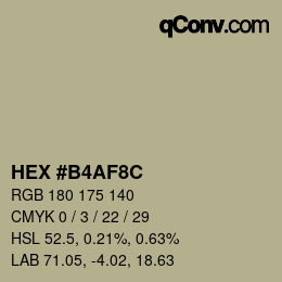 Color code: HEX #B4AF8C | qconv.com