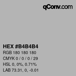 Color code: HEX #B4B4B4 | qconv.com