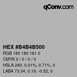 颜色代码: HEX #B4B4B500 | qconv.com