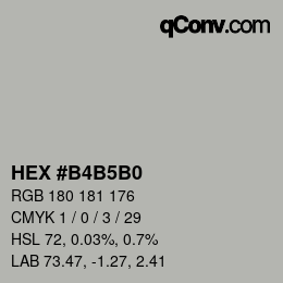 Color code: HEX #B4B5B0 | qconv.com