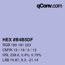 Color code: HEX #B4B5DF | qconv.com