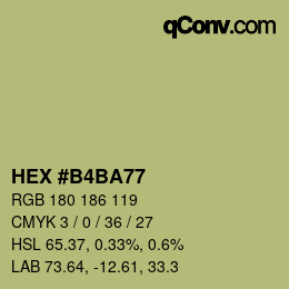 Color code: HEX #B4BA77 | qconv.com