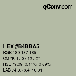 颜色代码: HEX #B4BBA5 | qconv.com