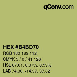 Color code: HEX #B4BD70 | qconv.com