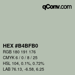 颜色代码: HEX #B4BFB0 | qconv.com