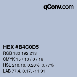 Farbcode: HEX #B4C0D5 | qconv.com