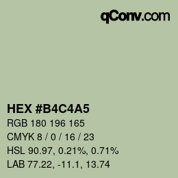 Farbcode: HEX #B4C4A5 | qconv.com