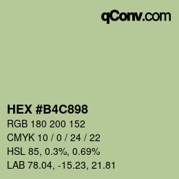 颜色代码: HEX #B4C898 | qconv.com