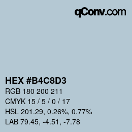 カラーコード: HEX #B4C8D3 | qconv.com