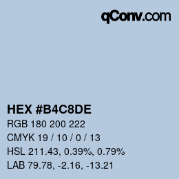 Farbcode: HEX #B4C8DE | qconv.com