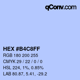 Color code: HEX #B4C8FF | qconv.com