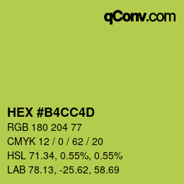 颜色代码: HEX #B4CC4D | qconv.com