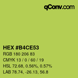 Color code: HEX #B4CE53 | qconv.com