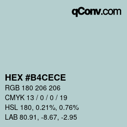 Color code: HEX #B4CECE | qconv.com