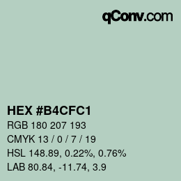 カラーコード: HEX #B4CFC1 | qconv.com