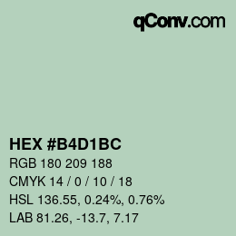 カラーコード: HEX #B4D1BC | qconv.com