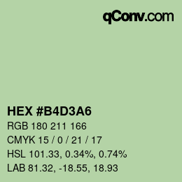 颜色代码: HEX #B4D3A6 | qconv.com