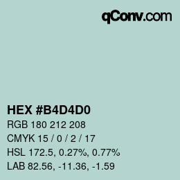 颜色代码: HEX #B4D4D0 | qconv.com
