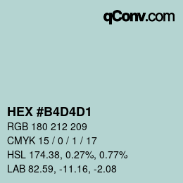 Color code: HEX #B4D4D1 | qconv.com