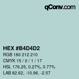 Color code: HEX #B4D4D2 | qconv.com