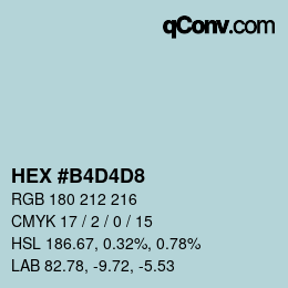 カラーコード: HEX #B4D4D8 | qconv.com