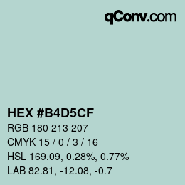 Code couleur: HEX #B4D5CF | qconv.com