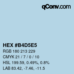 颜色代码: HEX #B4D5E5 | qconv.com