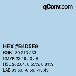 Color code: HEX #B4D5E9 | qconv.com