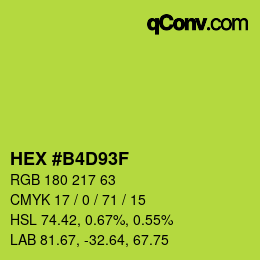 カラーコード: HEX #B4D93F | qconv.com