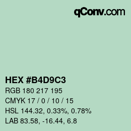 カラーコード: HEX #B4D9C3 | qconv.com