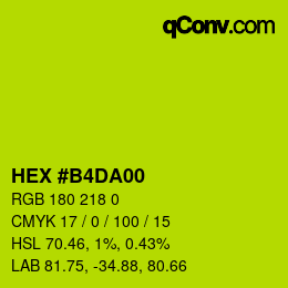 カラーコード: HEX #B4DA00 | qconv.com